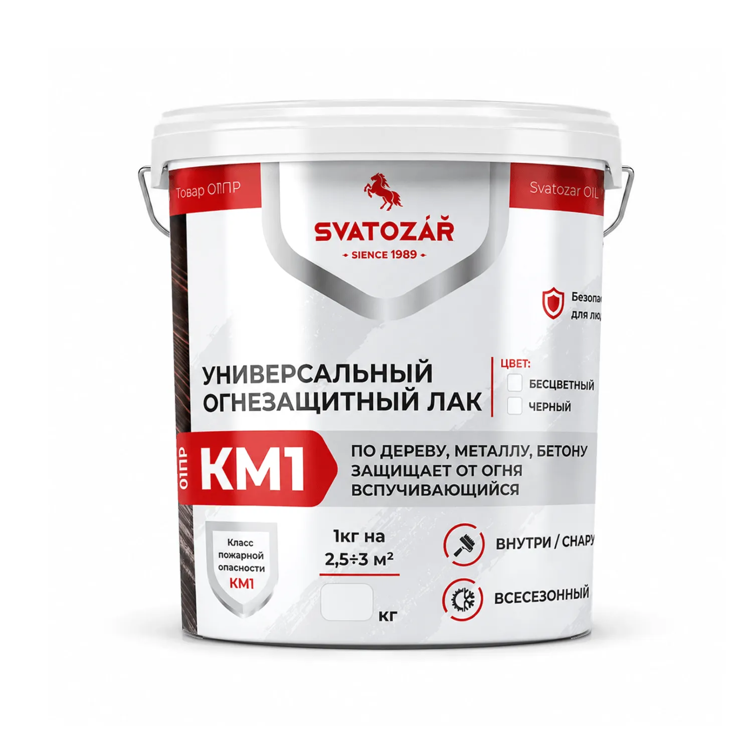 ОГНЕЗАЩИТНЫЙ ЛАК по дереву SVATOZAR СВ-01ПР КМ1 Противопожарный, с огнебио защитным эффектом Премиум