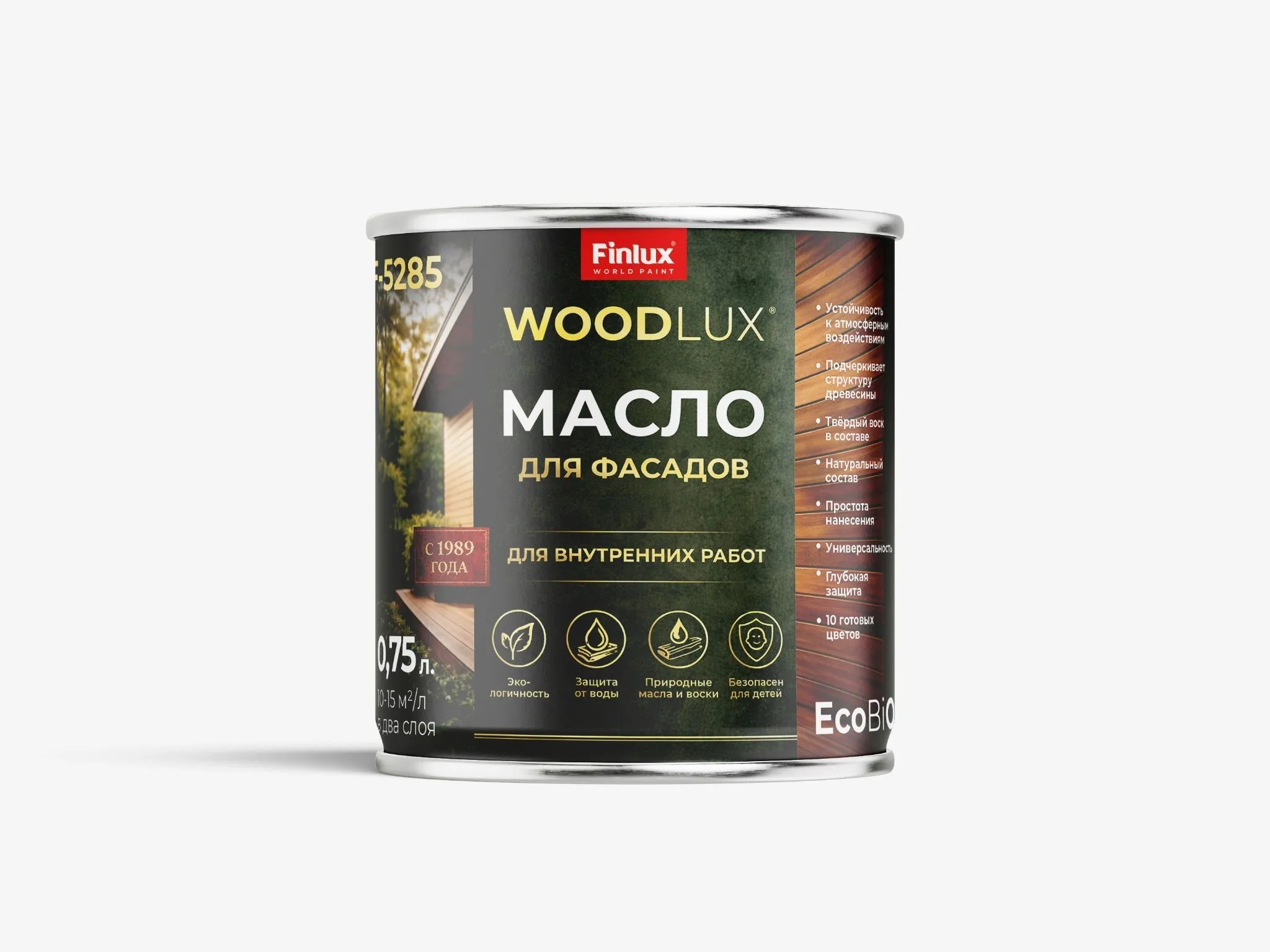 Масло с воском для фасадов и деревянных конструкций Finlux EcoBiOil F-5285
