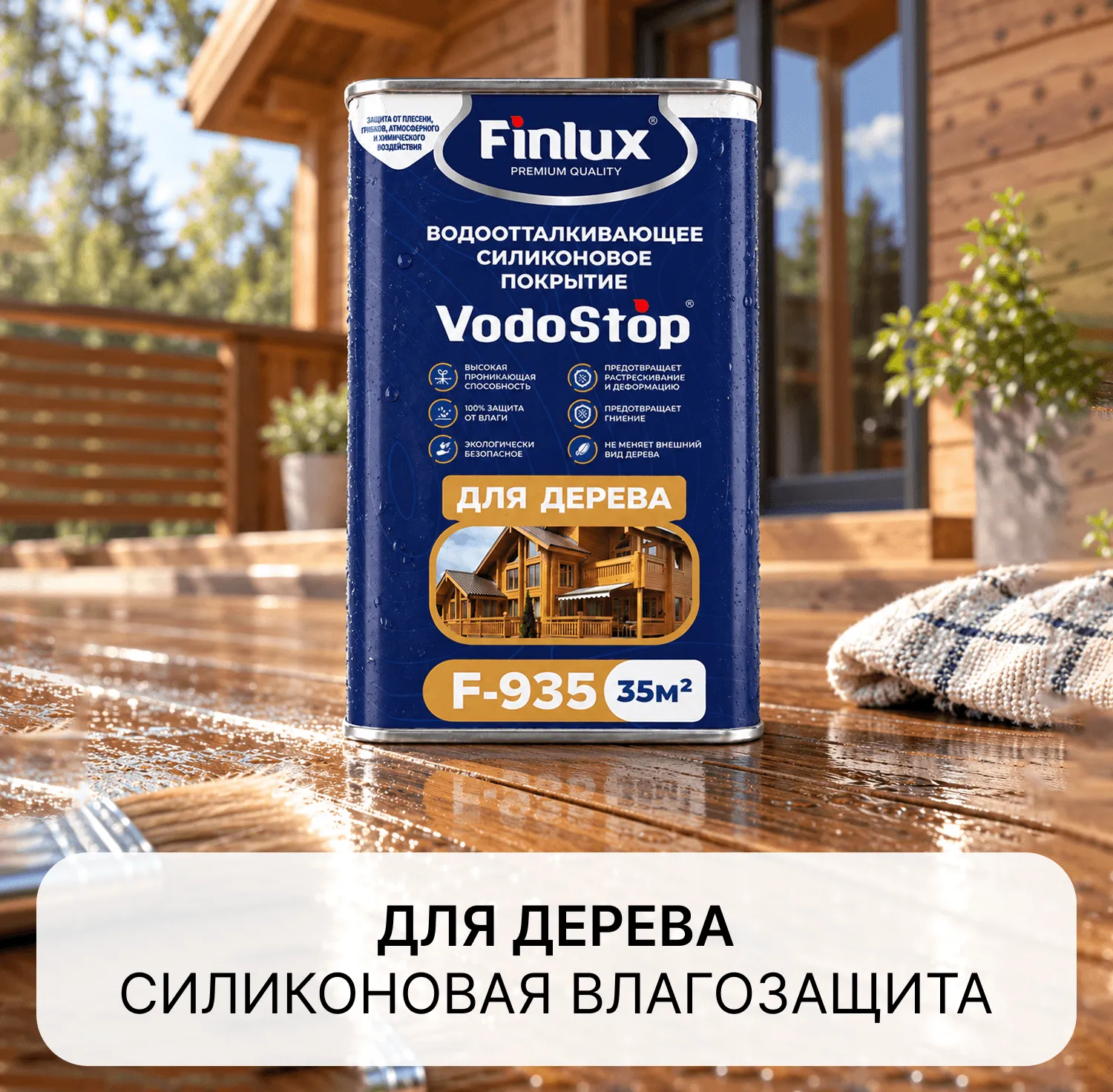 VodoStop® Экологичное  силиконовое водоотталкивающее покрытие для дерева Finlux F-935