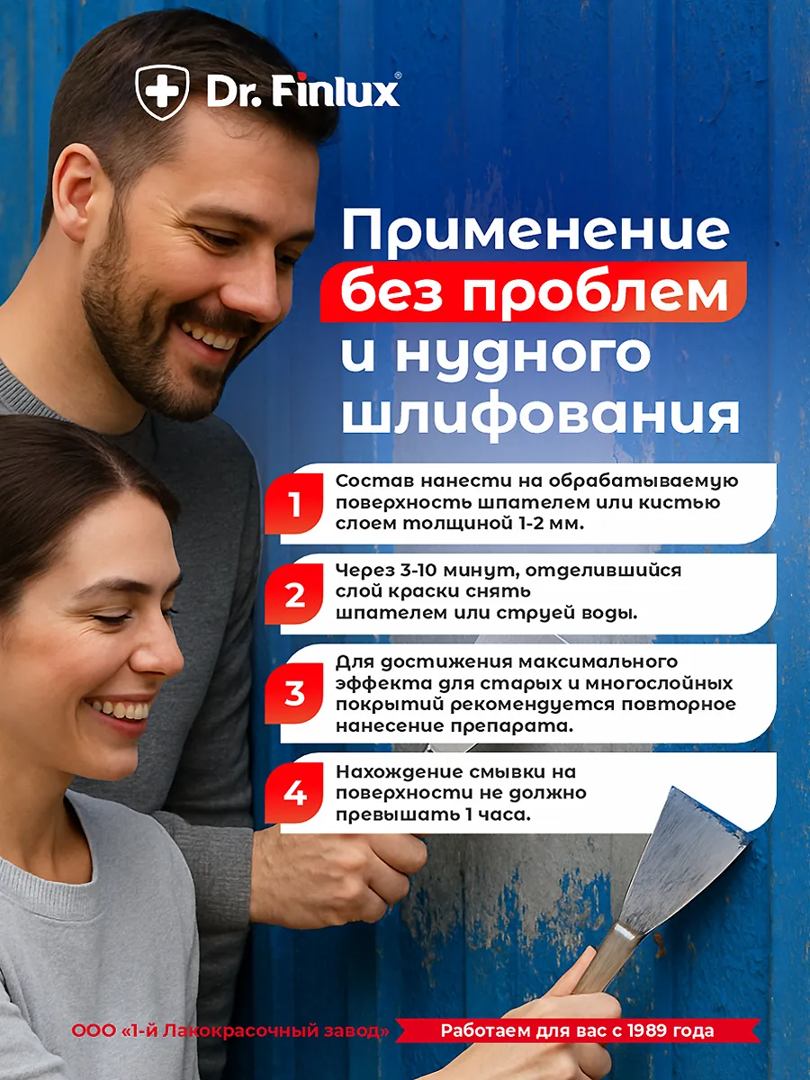 Быстродействующая профессиональная смывка старой краски с металла DR.Finlux F-901