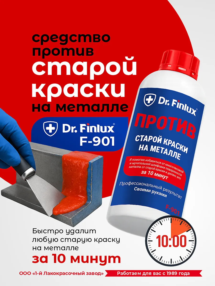 Быстродействующая профессиональная смывка старой краски с металла DR.Finlux F-901