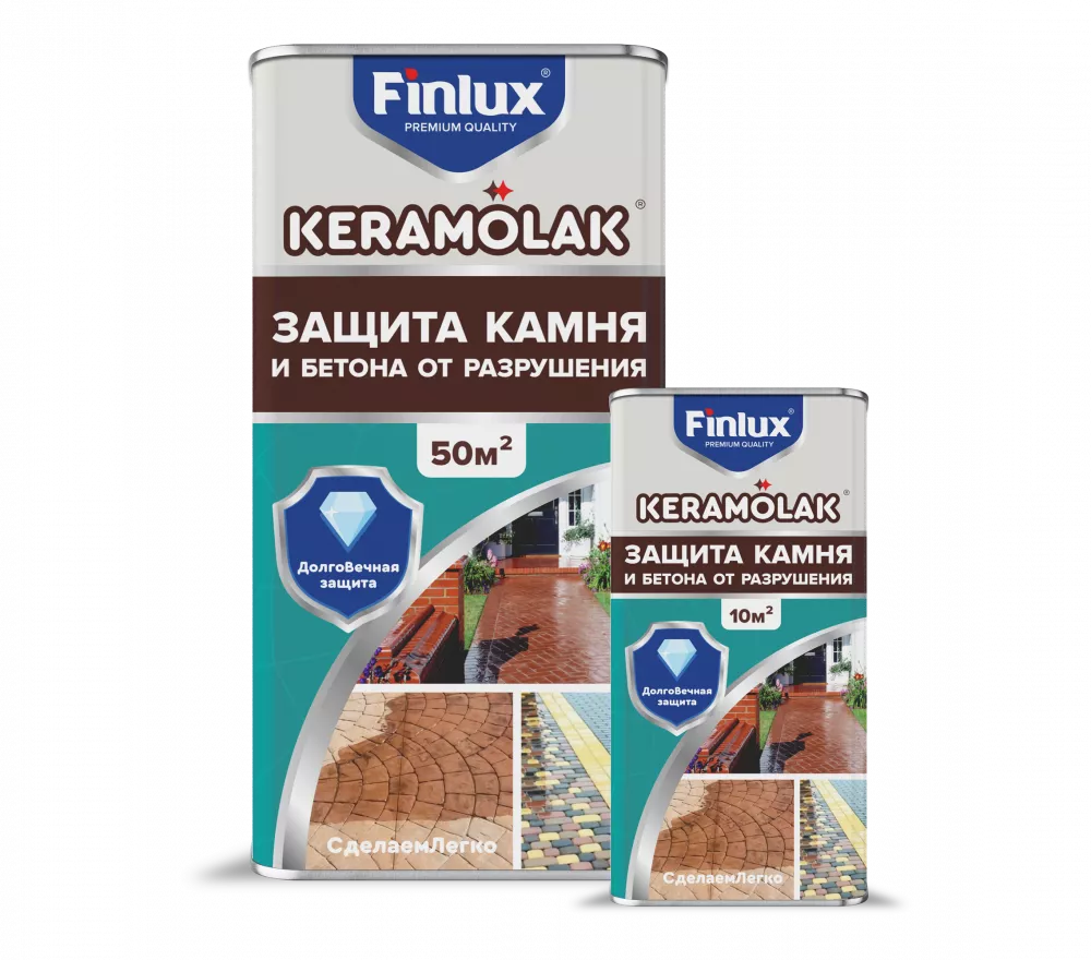 Finlux Keramolak / Финлюкс Керамолак Изоляционное УФ-стойкое керамическое покрытие с эффектом «мокрого камня»  для долгоВечной защиты кирпича брусчатки тротуарной плитки бетона  природного и искусственного камня