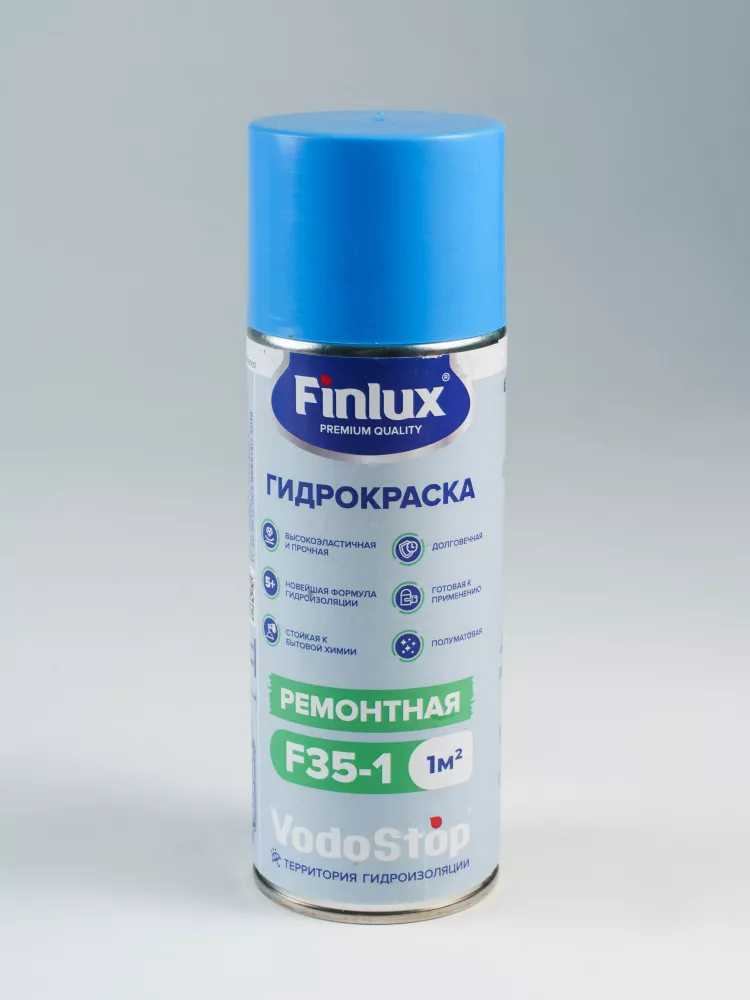 Гидроизоляция для ванной комнаты Finlux VodoStop F35-01. 1 кв.м. аэрозоль белая